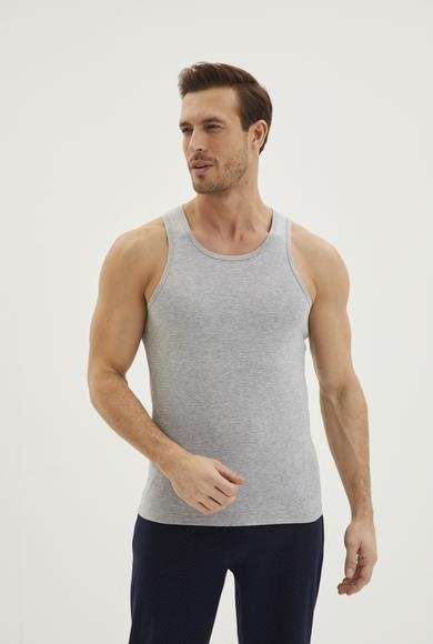 Erkek Giyim - AÇIK GRİ MELANJ 3X Beden Trendy 2'li Pamuklu Atlet Seti