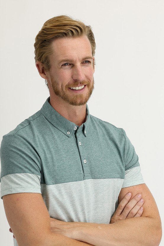 Erkek Giyim - Polo Yaka Regular Fit Desenli Tişört Pamuklu