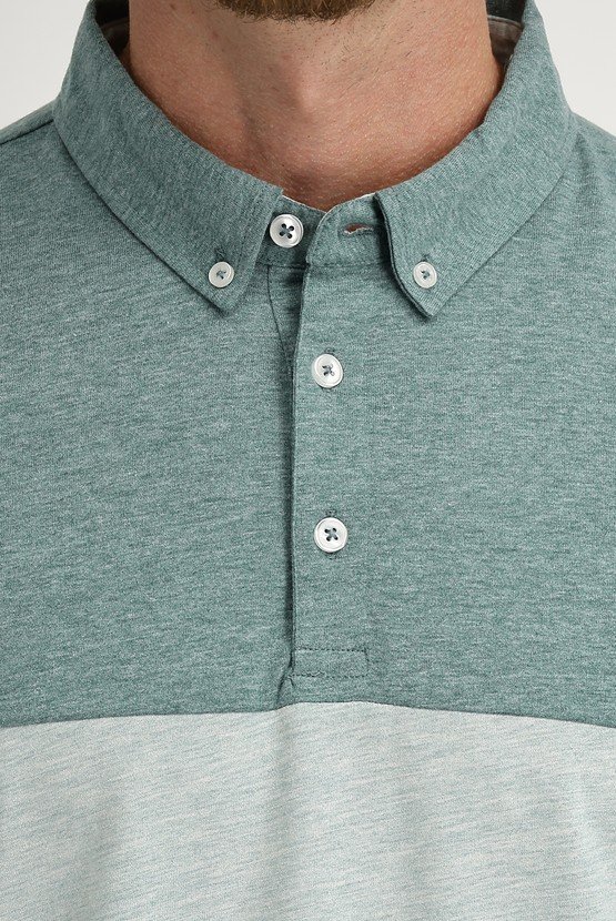 Erkek Giyim - Polo Yaka Regular Fit Desenli Tişört Pamuklu