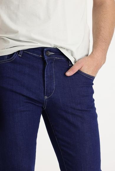 Erkek Giyim - KOYU LACİVERT 38 Beden Slim Fit Dar Kesim Likralı Denim Pantolon