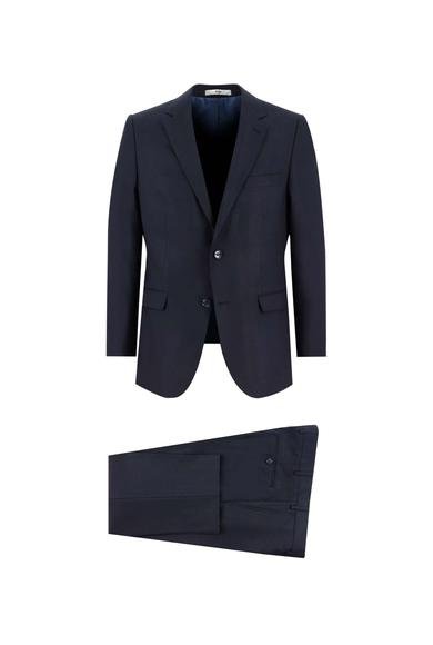 Erkek Giyim - KOYU LACİVERT 50 Beden Yünlü Klasik Takım Elbise
