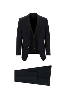 Slim Fit Dar Kesim Şal Yaka Yelekli Smokin & Damatlık