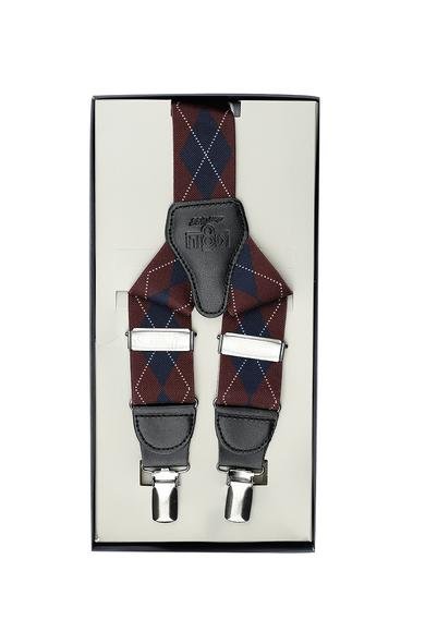 Erkek Giyim - ŞARAP BORDO 135 Beden Desenli Pantolon Askısı