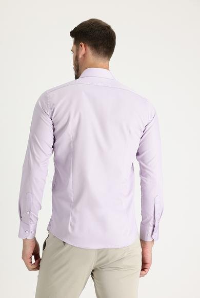 Erkek Giyim - LİLA L Beden Uzun Kol Slim Fit Dar Kesim Non Iron Pamuklu Gömlek