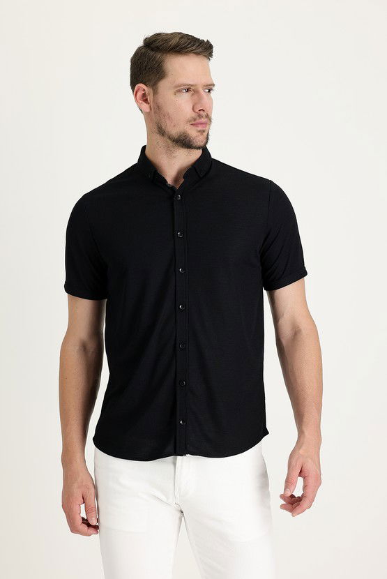 Erkek Giyim - Polo Yaka Regular Fit Düğmeli Tişört