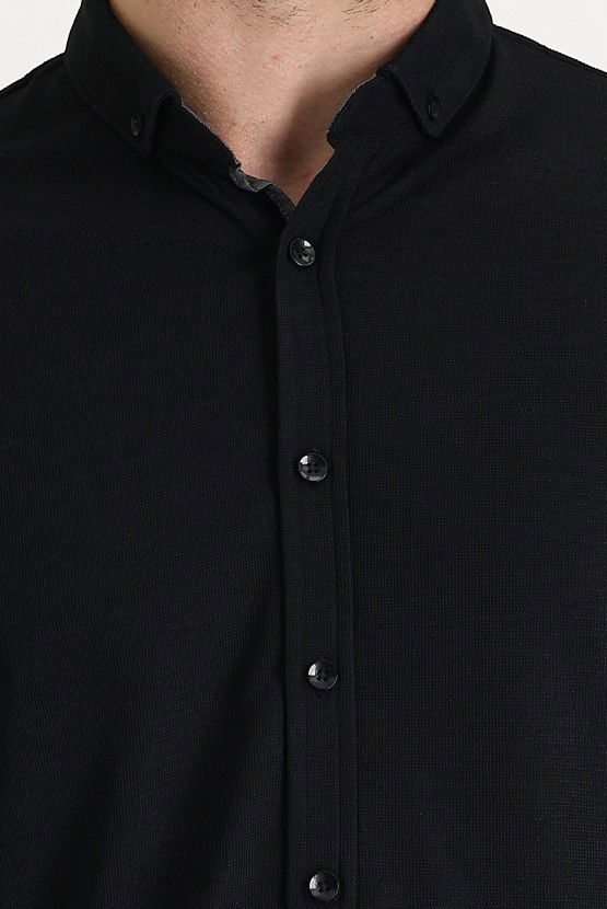 Erkek Giyim - Polo Yaka Regular Fit Düğmeli Tişört