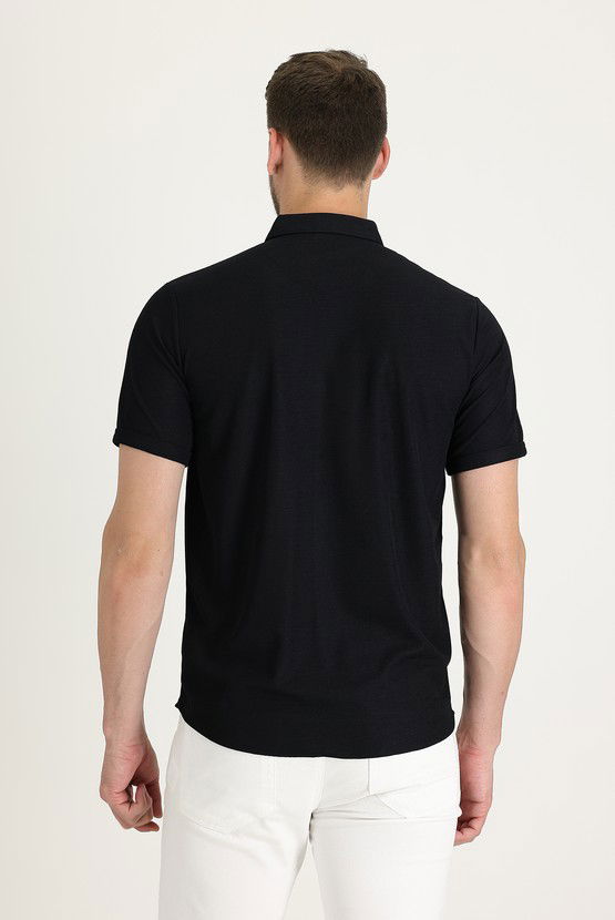 Erkek Giyim - Polo Yaka Regular Fit Düğmeli Tişört
