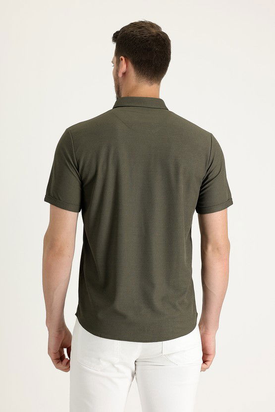 Erkek Giyim - Polo Yaka Regular Fit Düğmeli Tişört