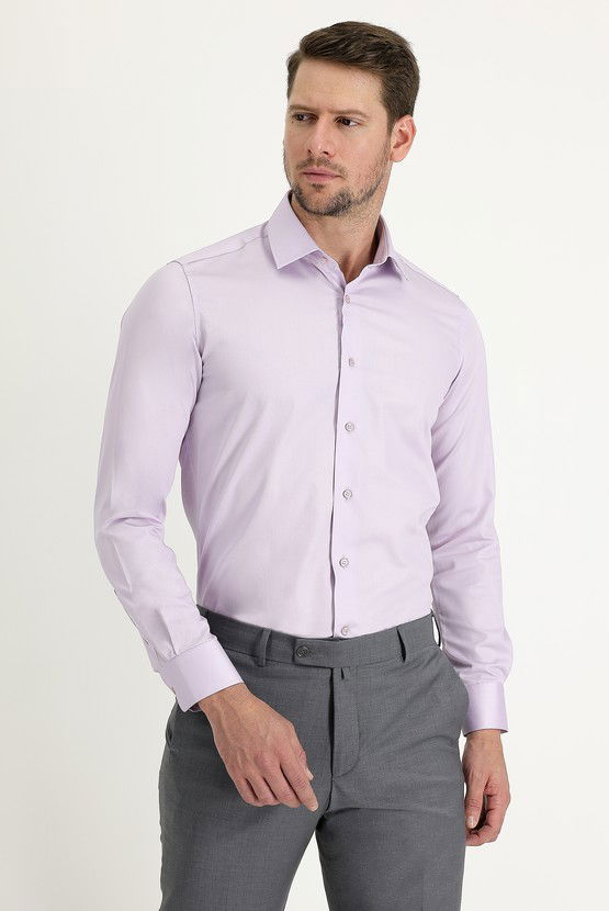 Erkek Giyim - Uzun Kol Non Iron Slim Fit Dar Kesim Pamuklu Gömlek