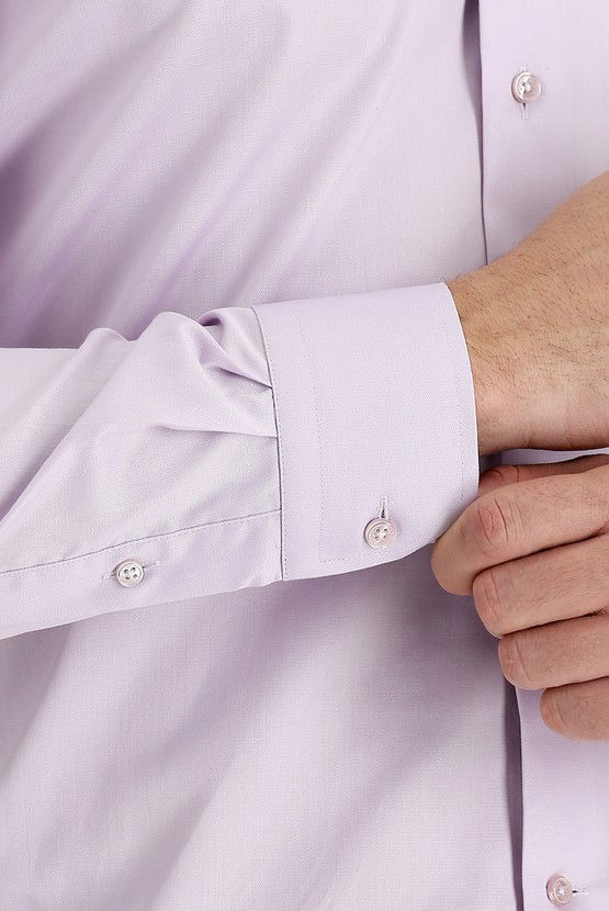 Erkek Giyim - Uzun Kol Non Iron Slim Fit Dar Kesim Pamuklu Gömlek