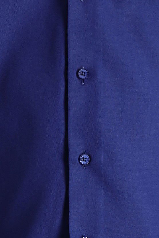 Erkek Giyim - Uzun Kol Slim Fit Dar Kesim Non Iron Saten Pamuklu Gömlek