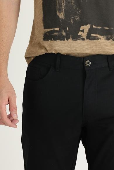 Erkek Giyim - SİYAH 52 Beden Slim Fit Dar Kesim Likralı Kanvas / Chino Pantolon