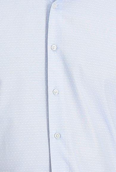 Erkek Giyim - UÇUK MAVİ XL Beden Uzun Kol Slim Fit Dar Kesim Desenli Oxford Pamuklu Gömlek