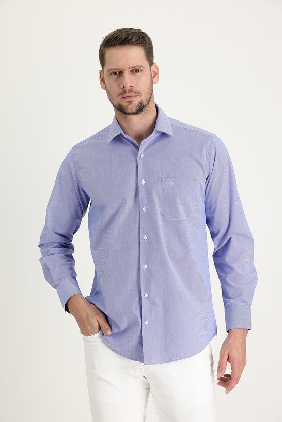 Erkek Giyim - Uzun Kol Klasik Çizgili Gömlek