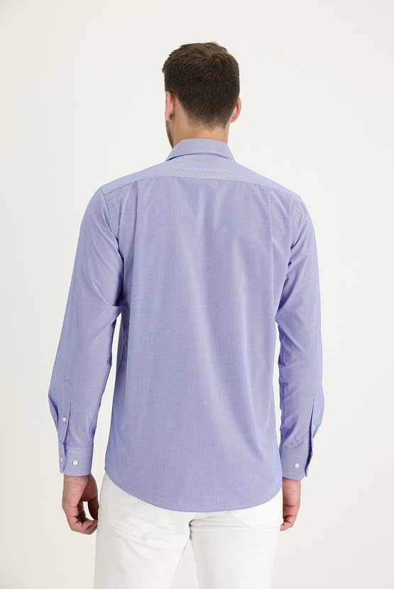 Erkek Giyim - Uzun Kol Klasik Çizgili Gömlek