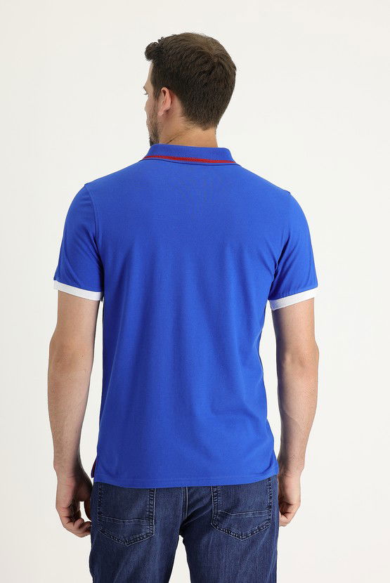Erkek Giyim - Polo Yaka Slim Fit Dar Kesim Pamuklu Tişört