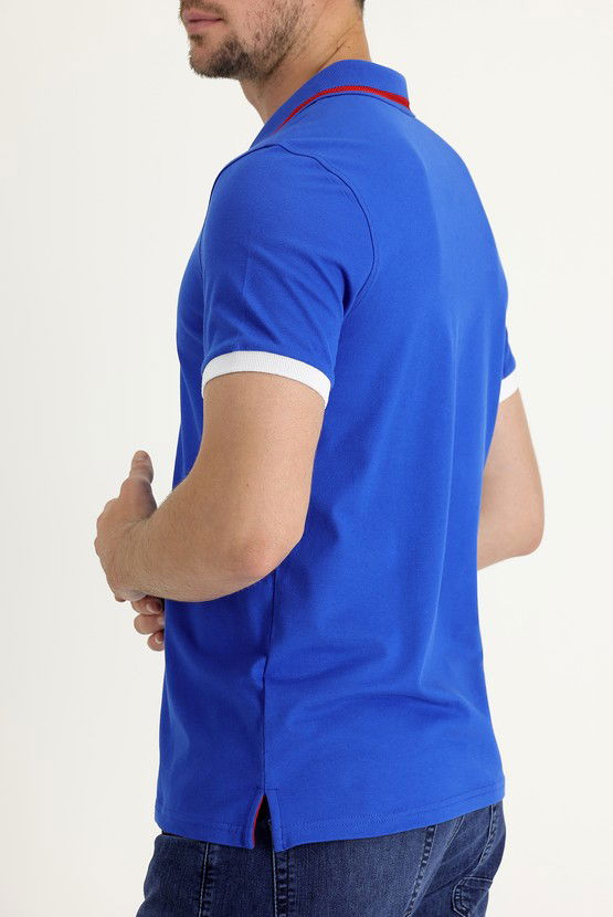 Erkek Giyim - Polo Yaka Slim Fit Dar Kesim Pamuklu Tişört