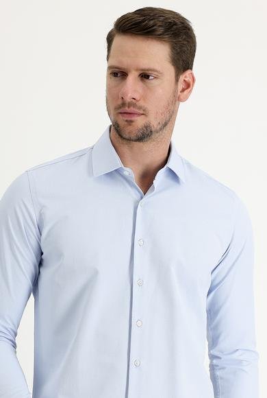 Erkek Giyim - UÇUK MAVİ XL Beden Uzun Kol Slim Fit Dar Kesim Klasik Gömlek