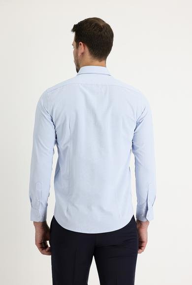 Erkek Giyim - UÇUK MAVİ XL Beden Uzun Kol Slim Fit Dar Kesim Klasik Pamuklu Gömlek