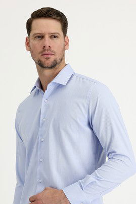 Uzun Kol Slim Fit Dar Kesim Çizgili Pamuklu Gömlek
