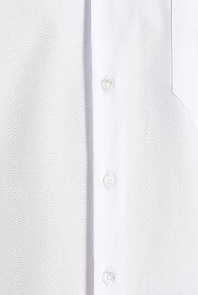 Erkek Giyim - BEYAZ M Beden Uzun Kol Desenli Pamuklu Gömlek