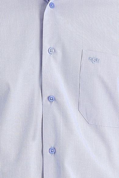 Erkek Giyim - UÇUK MAVİ M Beden Uzun Kol Klasik Çizgili Pamuklu Gömlek