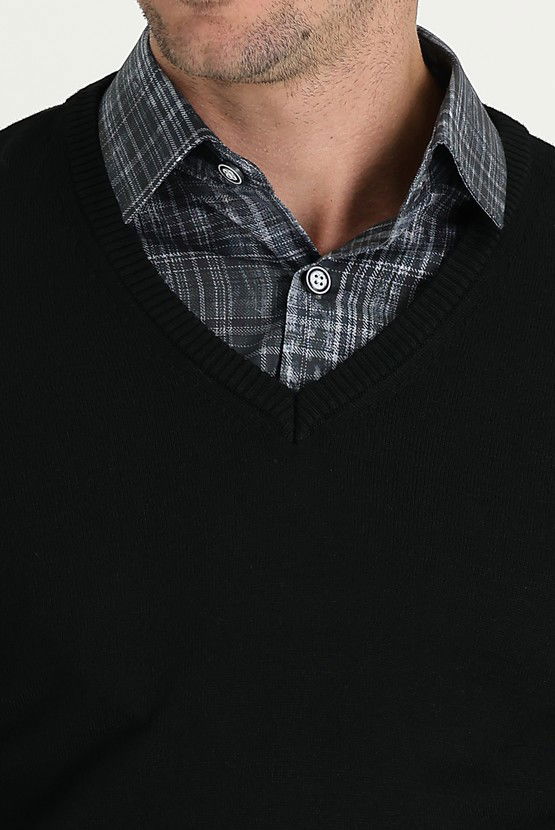 Erkek Giyim - V Yaka Regular Fit Triko Kazak