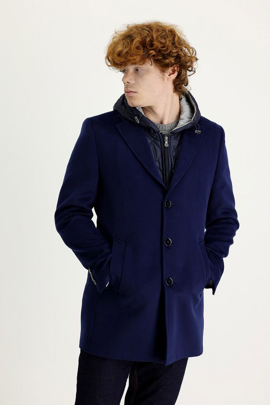 Erkek Giyim - Slim Fit Yelekli Kaban