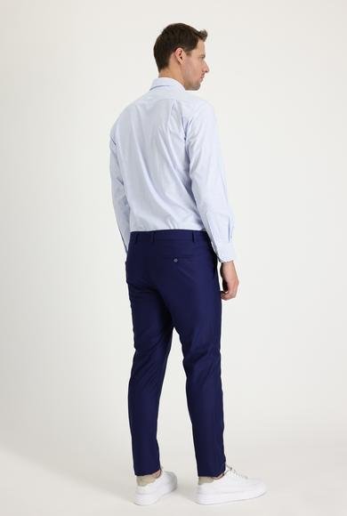 Erkek Giyim - ORTA LACİVERT 48 Beden Super Slim Fit Ekstra Dar Kesim Klasik Kumaş Pantolon