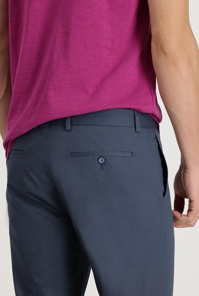 Erkek Giyim - ORTA PETROL 44 Beden Super Slim Fit Ekstra Dar Kesim Pamuk Klasik Kumaş Pantolon
