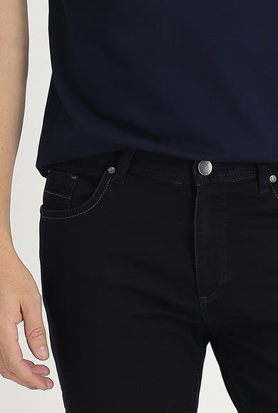 Erkek Giyim - KOYU LACİVERT 52 Beden Regular Fit Likralı Denim Pantolon