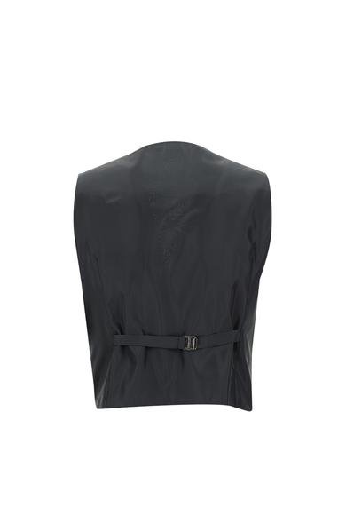 Erkek Giyim - Siyah 52 Beden Slim Fit Dar Kesim Kombinli Yelekli Takım Elbise