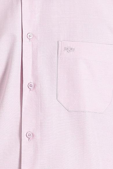 Erkek Giyim - ORTA PEMBE XL Beden Uzun Kol Klasik Desenli Pamuklu Gömlek