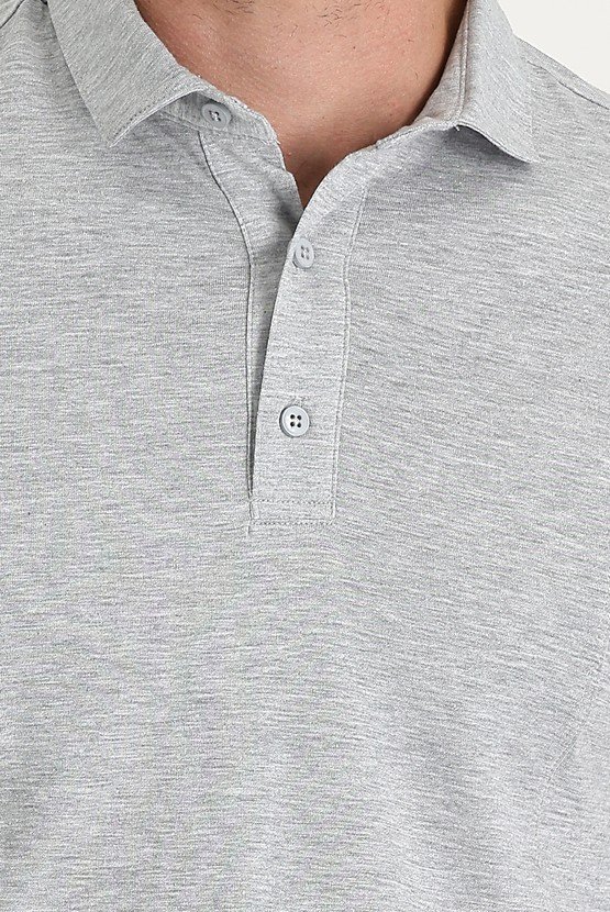 Erkek Giyim - Polo Yaka Slim Fit Dar Kesim Pamuklu Süprem Tişört