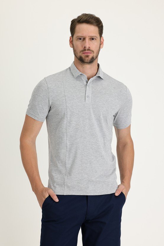 Erkek Giyim - Polo Yaka Slim Fit Pamuklu Süprem Tişört