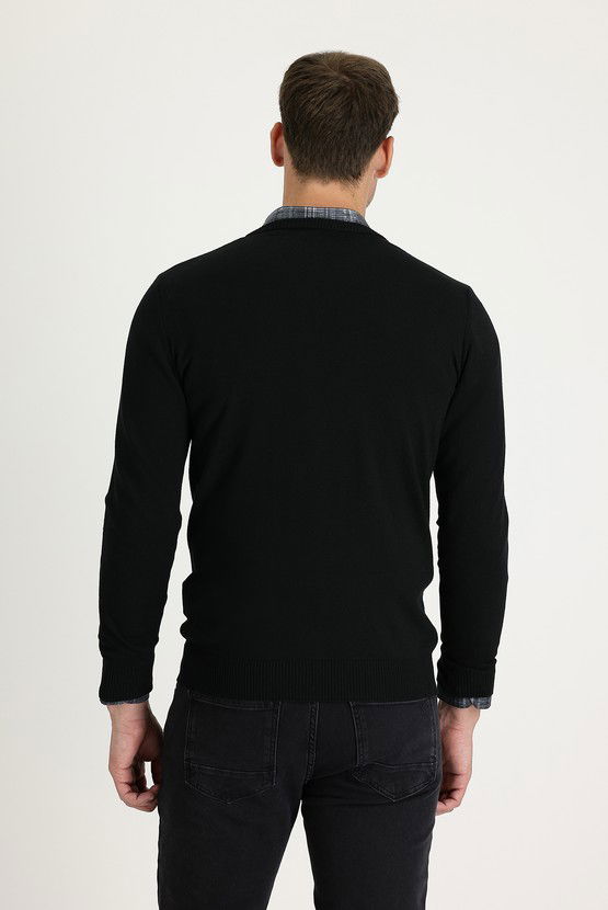 Erkek Giyim - V Yaka Regular Fit Triko Kazak