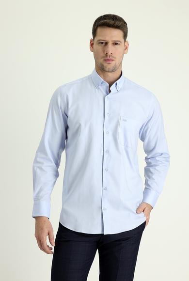 Erkek Giyim - AÇIK MAVİ XXL Beden Uzun Kol Regular Fit Oxford Pamuk Gömlek