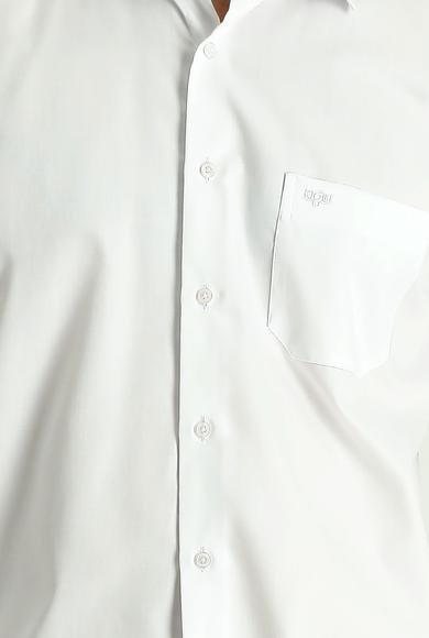 Erkek Giyim - BEYAZ M Beden Uzun Kol Non Iron Saten Klasik Pamuklu Gömlek