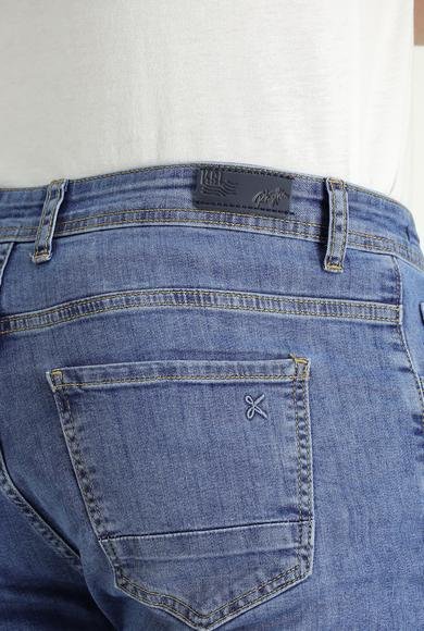 Erkek Giyim - AÇIK MAVİ 52 Beden Slim Fit Dar Kesim Likralı Denim Pantolon