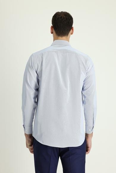 Erkek Giyim - AÇIK MAVİ M Beden Uzun Kol Slim Fit Dar Kesim Klasik Desenli Pamuklu Gömlek