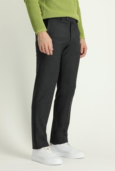 Erkek Giyim - METALİK GRİ 52 Beden Yünlü Klasik Kumaş Pantolon