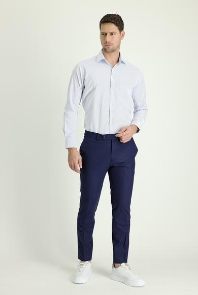 Erkek Giyim - ORTA LACİVERT 48 Beden Yünlü Klasik Kumaş Pantolon