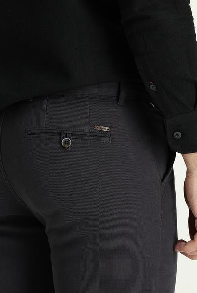 Erkek Giyim - KOYU FÜME 56 Beden Slim Fit Dar Kesim Likralı Kanvas / Chino Pantolon