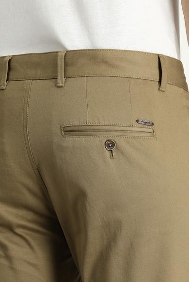 Erkek Giyim - KOYU BEJ 62 Beden Regular Fit Likralı Kanvas / Chino Pantolon