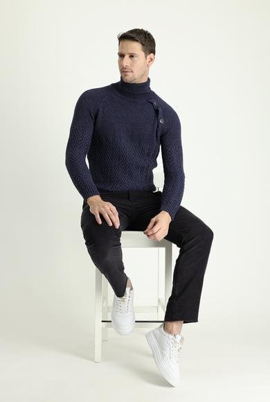 Erkek Giyim - KOYU ANTRASİT 62 Beden Regular Fit Likralı Kadife Pantolon
