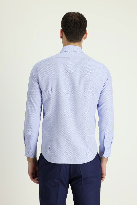 Erkek Giyim - Uzun Kol Slim Fit Dar Kesim Klasik Pamuklu Kolay Ütülenebilir Gömlek