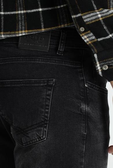 Erkek Giyim - Siyah 52 Beden Slim Fit Dar Kesim Likralı Denim Pantolon
