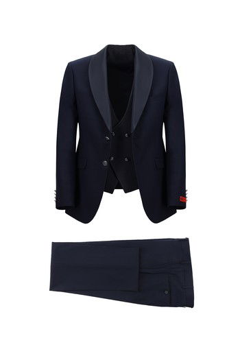 Slim Fit Dar Kesim Şal Yaka Yelekli Smokin & Damatlık_0