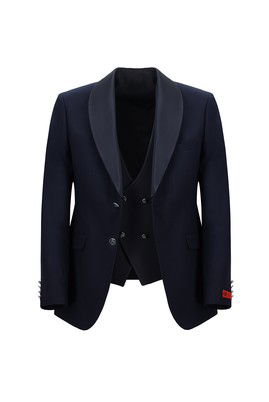 Slim Fit Dar Kesim Şal Yaka Yelekli Smokin & Damatlık_1