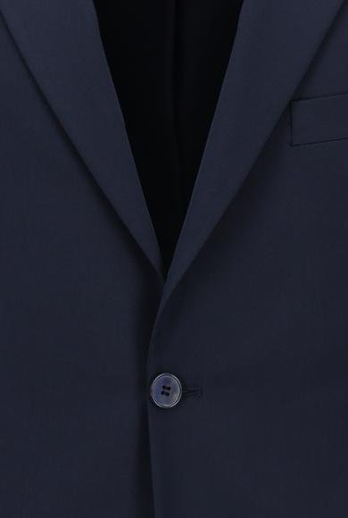 Erkek Giyim - ORTA LACİVERT 54 Beden Slim Fit Dar Kesim Klasik Takım Elbise